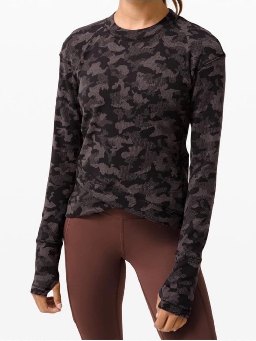Lululemon Close to Crossing Long Sleeve Grey Heritage Camo Shirt Women’s Sz 4